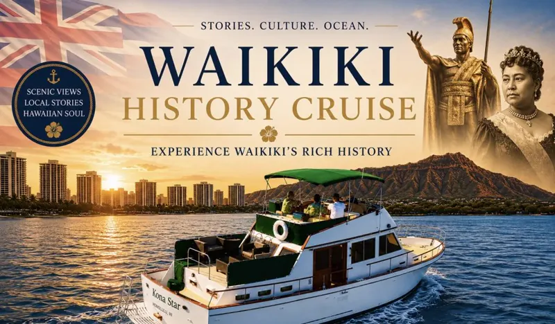 Scenic Waikiki History Cruise — the Kona Star off Diamond Head