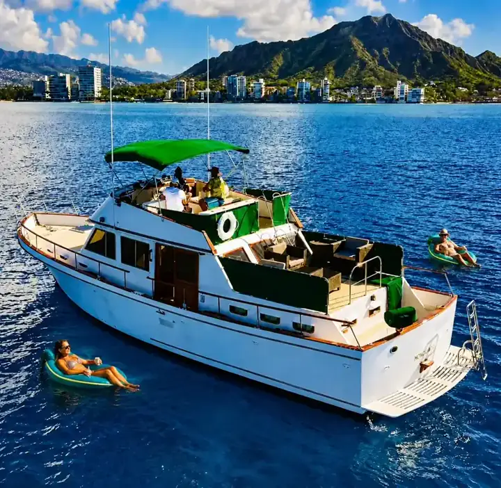 Snorkeling and floating on the water off Waikiki