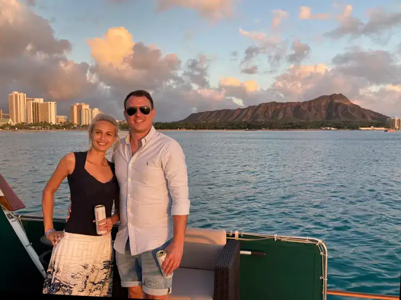 Scenic Waikiki sightseeing cruise skyline view from the water