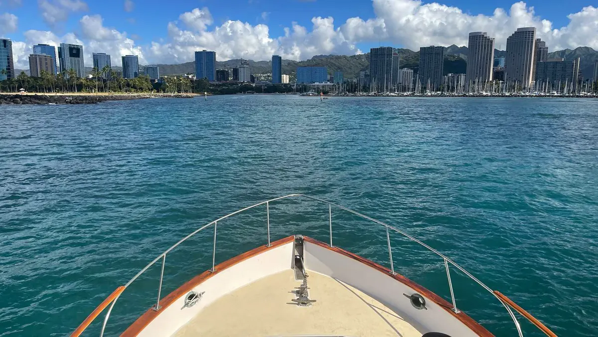 The Waikiki skyline from the water aboard the Kona Star