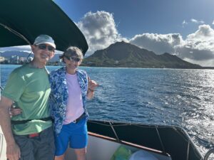 Floating near coral reefs on a snorkeling stop